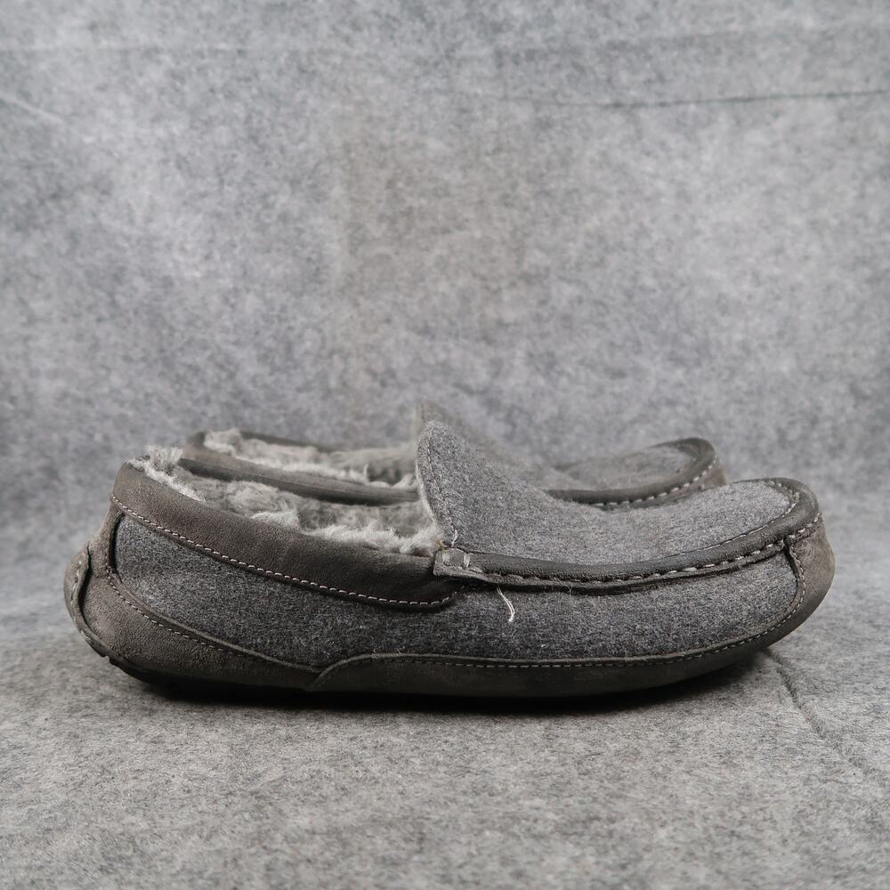 Ugg Shoes Mens 10 Ascot Slipper Wool Leather Loafer Rubber Sole Slip On Casual